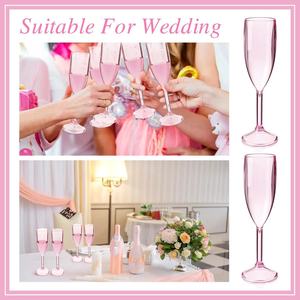 Flûtes à champagne en plastique bleu clair <span class=keywords><strong>incassables</strong></span>, <span class=keywords><strong>verres</strong></span> à pied en acrylique <span class=keywords><strong>incassables</strong></span> <span class=keywords><strong>pour</strong></span> fêtes en plein air et au bord de la piscine, vente en gros - Product Image 4