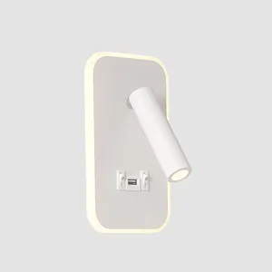 2024 Hot Sale Modern Simple Indoor Switch Control Wall Lamp Hotel Room Aluminum Rotatable LED Bedside Reading Light