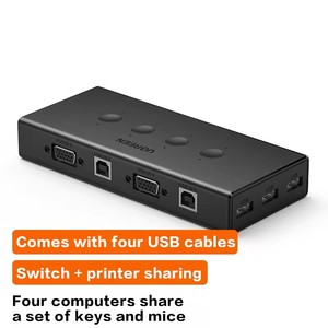 Ugreen <span class=keywords><strong>VGA</strong></span> สวิตช์ KVM 4 in 1 Out 4พอร์ต USB กล่องสวิตช์ KVM รองรับจอแสดงผล1920*1440 60Hz สำหรับพีซีจอภาพทีวี - Product Image 3