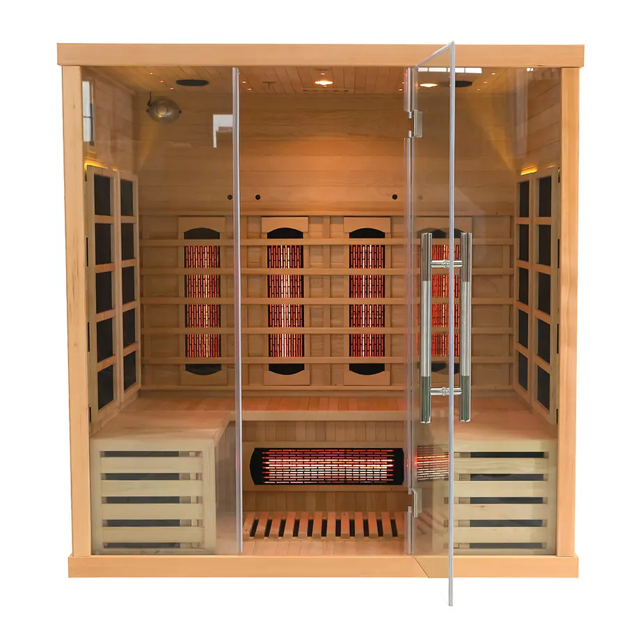 Offre Spéciale maison bois commercial doux spectre complet chaleur 4 personne infrarouge lointain salle de sauna