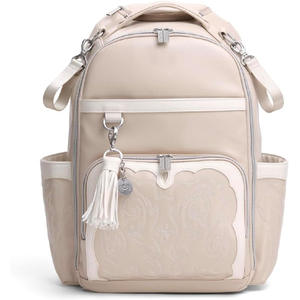 Nueva Bolsa de <span class=keywords><strong>Pañales</strong></span> Casual de Moda para Mamá y Bebé, de Poliéster, con Borla de Cuero Desmontable, Tipo Mochila - Product Image 1
