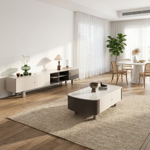 Tavolino da Caffè Moderno Minimalista di Alta Gamma, Piccolo, per Soggiorno, con Struttura in Legno Durevole, Design Italiano di Lusso, con Vano Portaoggetti e Supporto TV - Product Image 1