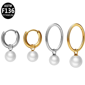 Boucles d'oreilles circulaires en alliage <span class=keywords><strong>de</strong></span> titane ASTM-F136 Getta, style <span class=keywords><strong>perle</strong></span>, pour femme, bijoux <span class=keywords><strong>de</strong></span> piercing doux et cool, pour cartilage d'oreille, mariage - Product Image 5