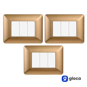 Plaque murale en plastique dorée Gloca 3 Gang pour interrupteur 3P, compatible Matix, installation facile - Product Image 2
