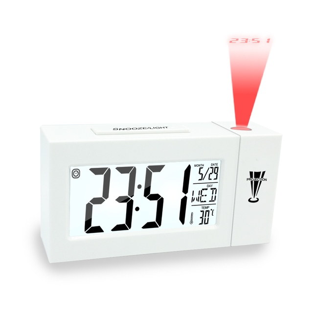 Multifunction Projection Alarm Clock Lcd Creative Meteorological Number Backlight Voice Control Light-sensitive Digital Clock