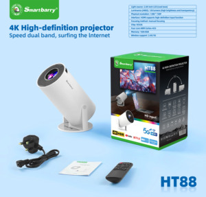 Proyector HT88 con Soporte, Proyector de Video FHD Inalámbrico WiFi, Proyector de Cine en Casa Portátil con Altavoz Integrado para Películas al Aire Libre - Product Image 4