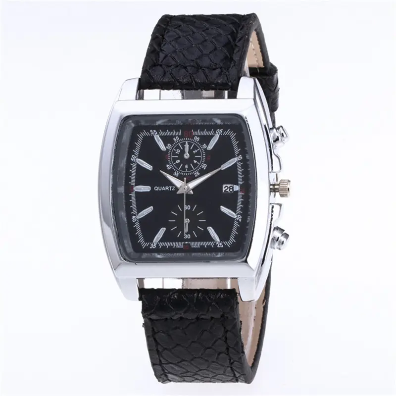 WJ-9485 Herren Lychee Skin Design Leder Quarzuhr Klassische Stile sind sehr beliebt im Außenhandel Herren Kalender Armbanduhren