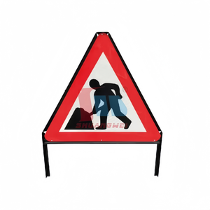 Rambu Lalu Lintas Segitiga Aluminium W34"*H42" untuk Luar Ruangan, Keselamatan Jalan, Konstruksi, Peringatan, Portabel, dengan Stand Pengontrol Lalu Lintas - Product Image 3