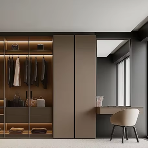 Armoire moderne de luxe, design éco-responsable, armoire en bois sur mesure, meubles de chambre à coucher, gain de place, charnières autoportantes - Product Image 1