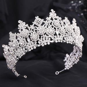 HP411 Gros Européen Métal Strass Couronnes De <span class=keywords><strong>Luxe</strong></span> Diamant Grand Diadème De <span class=keywords><strong>Mariage</strong></span> Pour La Mariée Couronne Coiffes Diadèmes - Product Image 2