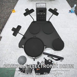 Kit de batterie électronique portable avec peaux de batterie en maille réglables, instrument de percussion léger pour la pratique, idéal pour les backpackers - Product Image 2