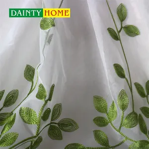 Delicado bordado verde gasa cortina transparente para ventanas telón de fondo cortina transparente - Product Image 3