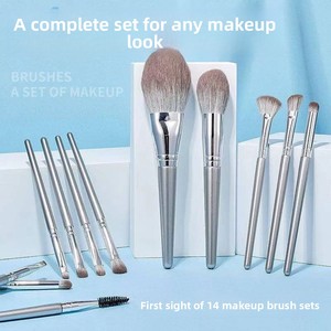 Lot de 14 pinceaux de maquillage pour débutants, poils doux en nylon, pour fard à paupières, poudre, blush, fond de teint, outils de beauté unisexes - Product Image 1