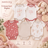 Vêtements pour bébés en gros, ensemble de bodies en coton à manches courtes, 5 styles assortis pour nouveau-nés, vêtements de tous les jours