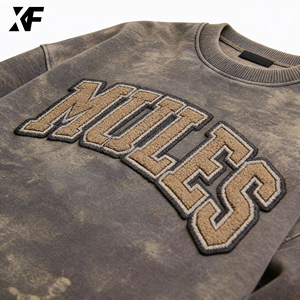 <span class=keywords><strong>Felpa</strong></span> <span class=keywords><strong>Oversize</strong></span> Lavata XUFEI OEM Personalizzata, Stile <span class=keywords><strong>Vintage</strong></span>, 500 Gsm, Ricamata, 100% Cotone, per Uomo - Product Image 4