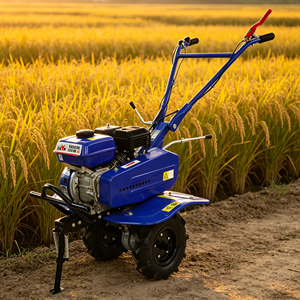 Motoculteur diesel compact 6 CV de couleur bleue, fabriqué en Chine (BISON), avec micro-rotoculteur à 2 roues pour terres agricoles - Product Image 1