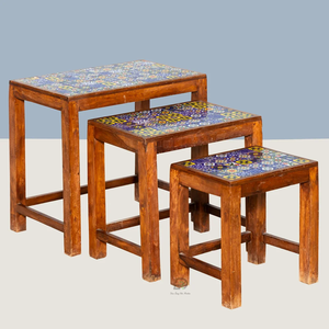 Juego de 3 Mesas Auxiliares Rectangulares de Madera para Sala de Estar, Dormitorio, Muebles Decorativos para el Hogar - Product Image 2