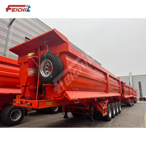 Semi-remorque à benne arrière à 4 essieux de haute qualité, remorque à benne basculante en acier au carbone, remorque à benne arrière hydraulique à usage intensif - Product Image 4