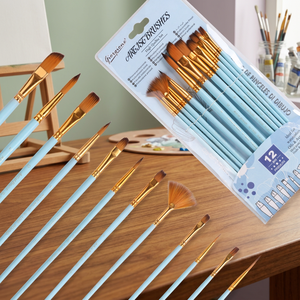 Giorgione G-1200 12-Piece Mixed Shape Watercolor <b>Paint</b> <b>Brush</b> Set Wood Handle Aluminum Ferrule Color Nylon Hair Zhejiang Painting - Product Image 3