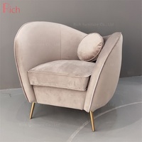 Offre Spéciale Meubles Accent Chaise Jambes D'or Velours Fauteuil Arrondi Canapé Moderne