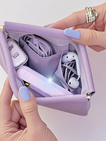 Étui à outils portable léger en cuir PU avec logo personnalisé OEM NIEN, fermeture à pression, mini-clip à ressort, pour maquillage et câble de données réutilisable
