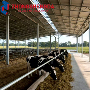 Establo de Acero de Estructura Abierta Directo de Fábrica, Establos para <span class=keywords><strong>Ganado</strong></span> Lechero, Comederos, Pasillos, Edificio Agrícola Prefabricado de Bajo Costo - Product Image 1