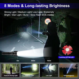 Luz de <span class=keywords><strong>Bicicleta</strong></span> Súper Brillante de 1800LM y 700m SFT40 1500 |   <span class=keywords><strong>Linterna</strong></span> de Camping de Aluminio 6063-T6 con Clasificación IP66 a Prueba de Agua <span class=keywords><strong>para</strong></span> Ciclismo Nocturno - Product Image 2