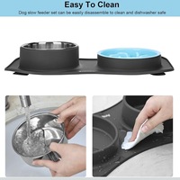 Bols pour chiens et chats à alimentation lente 3 en 1 en acier inoxydable pour ralentir la consommation, durables, anti-déversement et antidérapants avec tapis en silicone