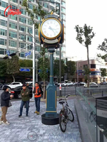 Reloj Postal de Calle Park de 3 Metros con Cuatro Caras, Diseño Art Deco, Iluminado en Verde, Funcionamiento Eléctrico, Compas CPS-J3000