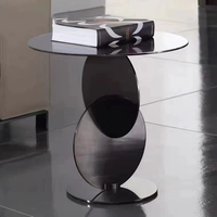 Table d'appoint moderne en acier inoxydable, table ronde commerciale, support de pédicure doré pour salon de beauté, maison, hôtel