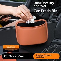 Poubelle et sac de rangement 2-en-1 pour voiture, en PVC, imperméable, organisateur de voiture avec adhésif