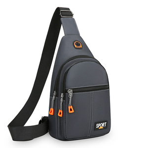 Sac de poitrine de sport unisexe, sangle réglable, grande capacité, sac bandoulière pour fitness en plein air, gris, noir, vert militaire, bleu foncé - Product Image 1