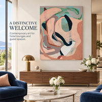 Tableau mural sur toile, décoration intérieure, peinture à l'huile abstraite, peinte à la main, pêche lavande, salon moderne