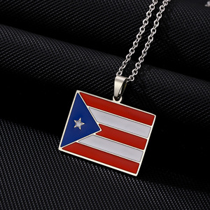 Corazón Puerto Mapa y Color Bandera Colgante Collares Color Oro/Plata Color PR Puerto Ricos Collar - Product Image 2