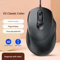 V2 Mouse Gaming ergonomis, Mouse kabel USB 4 tombol ergonomis optikal elektronik merah muda
