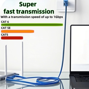 Câble réseau <span class=keywords><strong>Ethernet</strong></span> CAT6 RJ45 bleu intérieur/extérieur plusieurs longueurs 3.3ft-65.6ft E-Sports câbles de communication améliorés - Product Image 2