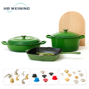 Ensemble de casseroles <span class=keywords><strong>en</strong></span> <span class=keywords><strong>fonte</strong></span> émaillée au design contemporain, écologique, compatible four, 5 pièces, ensemble de casseroles et poêles, ensemble de cocottes à induction - Product Image 2