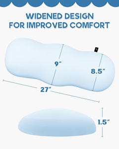 Oreiller ergonomique en mousse à mémoire de forme, forme irrégulière, bleu uni, pour le soutien du sommeil - Product Image 4