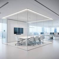 Cloison en verre panoramique modulaire flexible et réglable moderne avec cadre en aluminium et double vitrage trempé pour bureau, salle scolaire