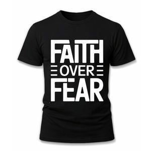 Camiseta Cristiana Faith Over Fear para Hombre y Mujer, 100% Algodón, Transpirable, Ecológica, con Diseño de Cruz, Hecha en EE. UU. - Product Image 1