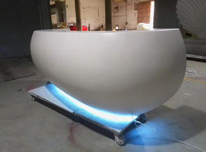 Mostrador de Recepción Extensible Blanco Creativo con Iluminación LED, Mostrador Frontal Moderno en Forma de Concha para Uso en Centros Comerciales y Hoteles - Product Image 4