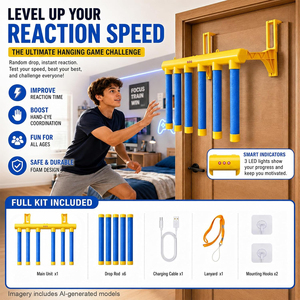 <span class=keywords><strong>Jeu</strong></span> de défi de réflexes amélioré pour enfants : attrapez les bâtonnets tombants – Version à fixer sur la porte – <span class=keywords><strong>Jeu</strong></span> de vitesse des mains - Product Image 4