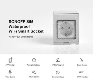SONOFF-enchufe inteligente S55 para exteriores, toma de corriente conectada con WiFi, impermeable, 13A, IP55, Compatible con <span class=keywords><strong>Alexa</strong></span> / Google - Product Image 6