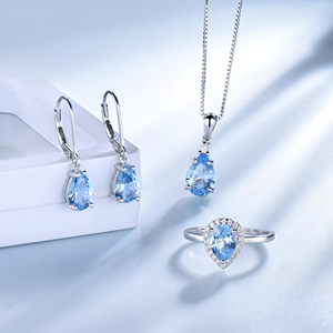 Conjunto de joyería de boda para novia al por mayor, Diamante de agua de circón cortado con hielo en forma de gota para fiestas y regalos para mujeres - Product Image 3