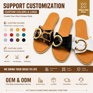 <span class=keywords><strong>Sandalias</strong></span> <span class=keywords><strong>Planas</strong></span> Redondas para <span class=keywords><strong>Mujer</strong></span>, Pantuflas Casuales de Moda al por Mayor con Hebilla Metálica - Product Image 5