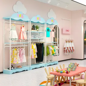 Quần áo trẻ em cửa hàng quần áo kệ trưng bày, kệ trưng bày, kệ sàn dễ thương và sống động, tùy chỉnh cửa hàng miễn phí