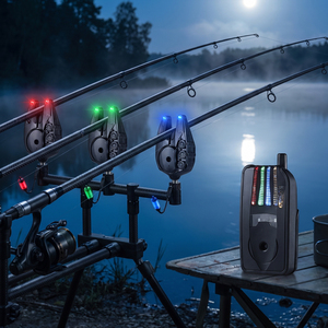 Set di avvisatori acustici wireless JY-82 per la <span class=keywords><strong>pesca</strong></span> alla carpa con ricevitore, indicatore di abboccata a LED impermeabile per la <span class=keywords><strong>pesca</strong></span> notturna - Product Image 2