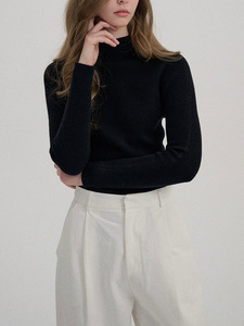 Camisa Base de Punto <span class=keywords><strong>Merino</strong></span> Tricolor de Alta Sujeción, Corte Ajustado, Cuello con Botones Interiores, Tejida a Mano, Estilo Vintage para Otoño e Invierno para <span class=keywords><strong>Mujer</strong></span> - Product Image 3