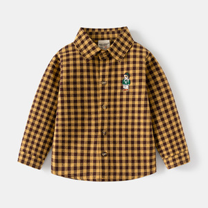 2024 nouveaux garçons à manches longues chemises coréen décontracté enfants revers chemises Animal dessin animé broderie bébé hauts-vêtements pour enfants - Product Image 1