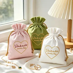 Sac en velours à cordon durable et réutilisable pour bijoux, pochette en daim doux avec logo personnalisé 9x12cm, petit emballage cadeau pour bagues - Product Image 4